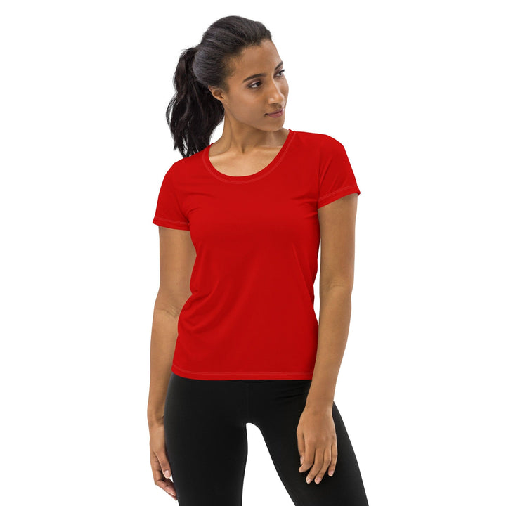 Womens Stretch Fit Athletic Sports T-shirt - Red