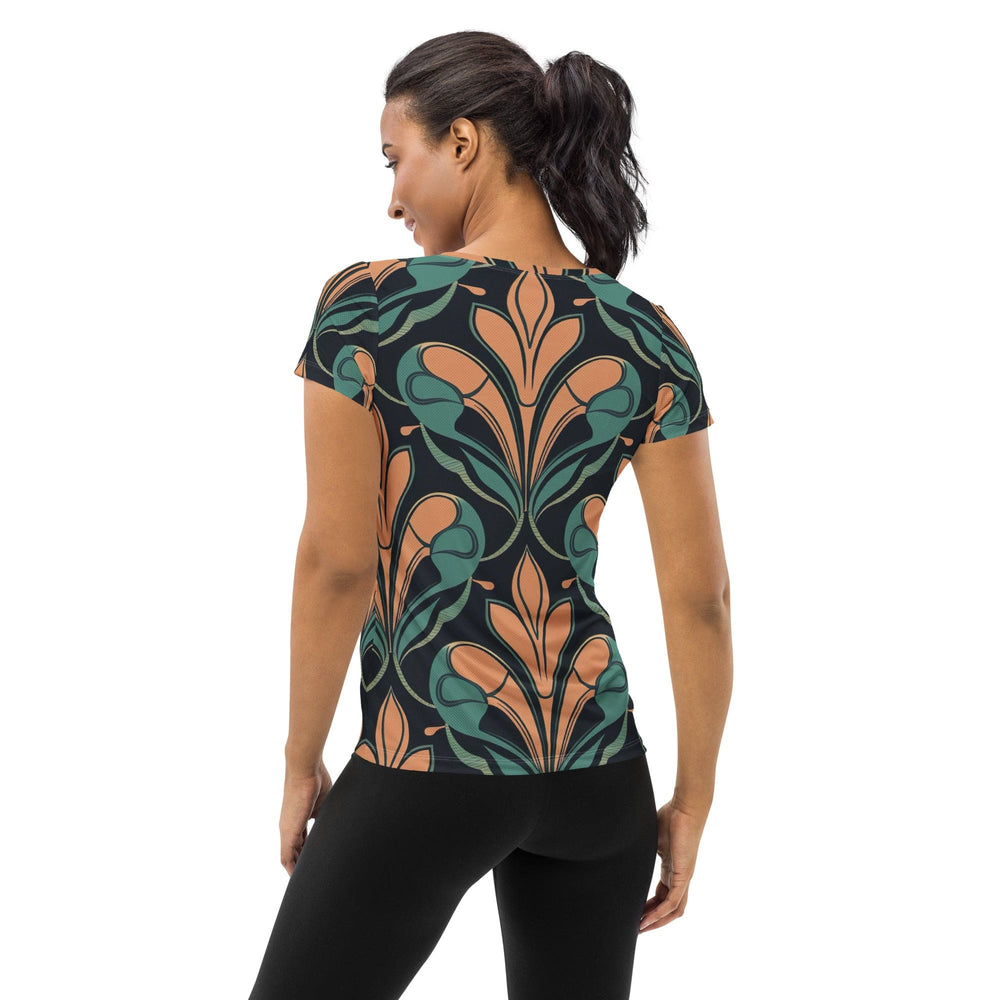 Womens Stretch Fit Athletic Sports T-shirt - Retro Vintage Print