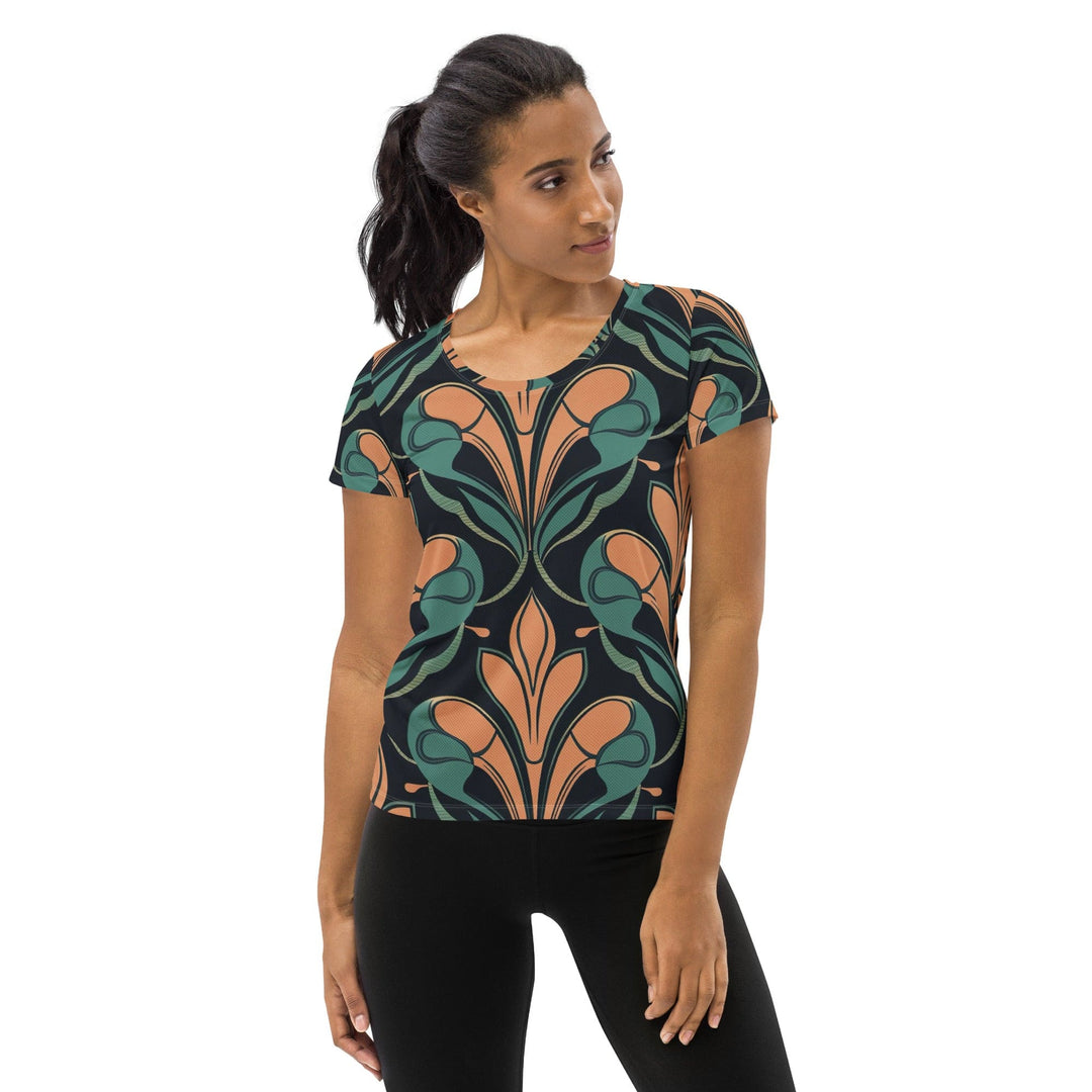 Womens Stretch Fit Athletic Sports T-shirt - Retro Vintage Print