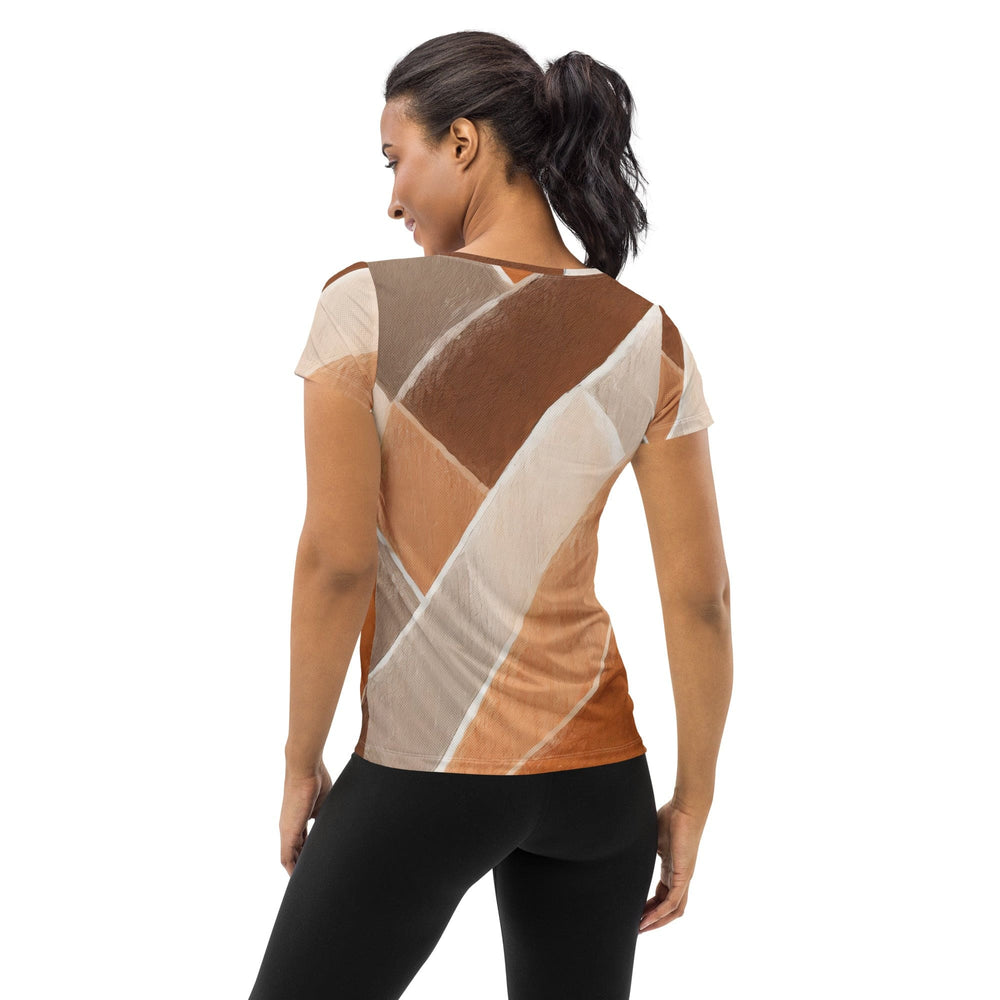 Womens Stretch Fit Athletic Sports T-shirt - Brown Rustic Watercolors