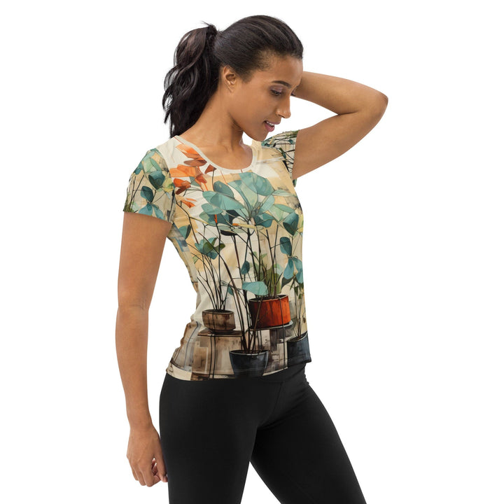Womens Stretch Fit Athletic Sports T-shirt - Rustic Botanical Plants