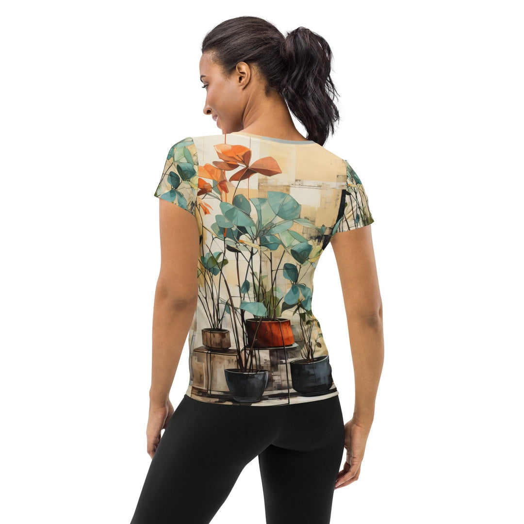 Womens Stretch Fit Athletic Sports T-shirt - Rustic Botanical Plants