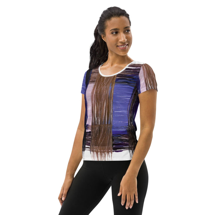 Womens Stretch Fit Athletic Sports T-shirt - Rustic Brown Interweave