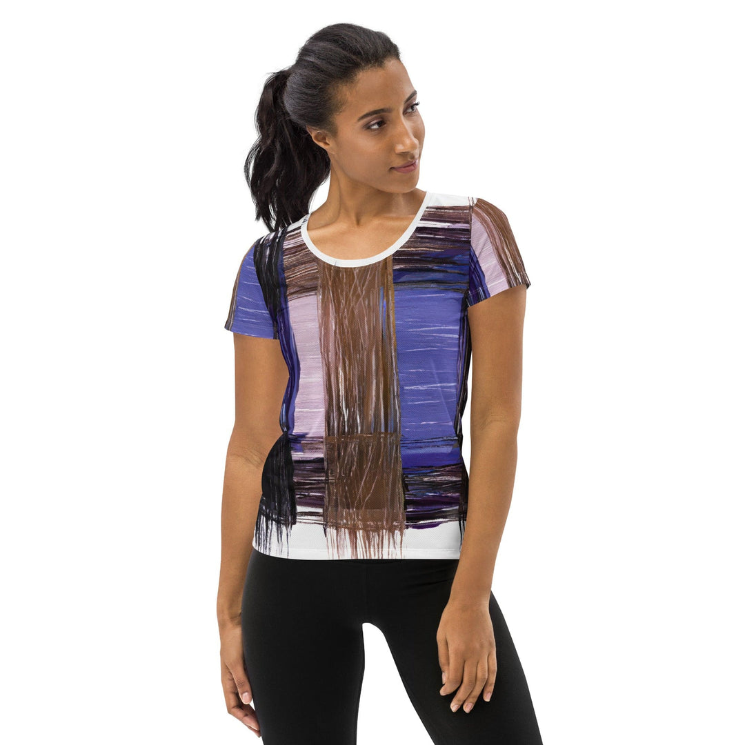 Womens Stretch Fit Athletic Sports T-shirt - Rustic Brown Interweave