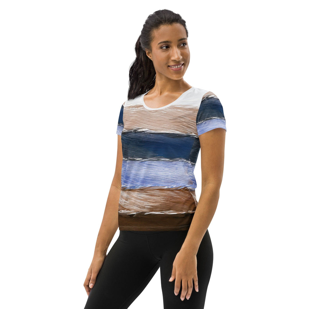 Womens Stretch Fit Athletic Sports T-shirt - Rustic Hues Pattern