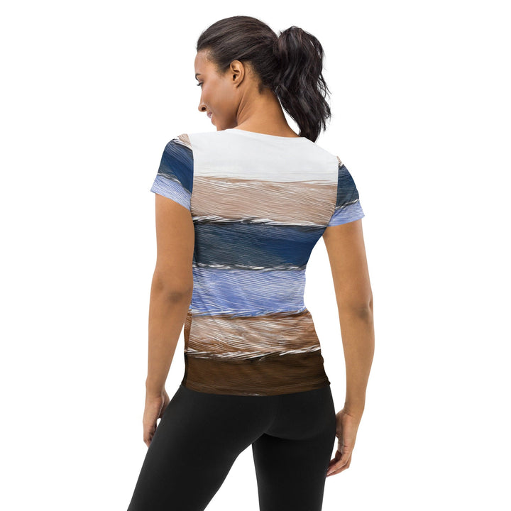 Womens Stretch Fit Athletic Sports T-shirt - Rustic Hues Pattern