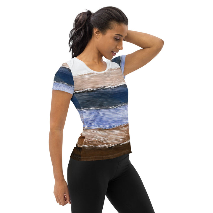 Womens Stretch Fit Athletic Sports T-shirt - Rustic Hues Pattern