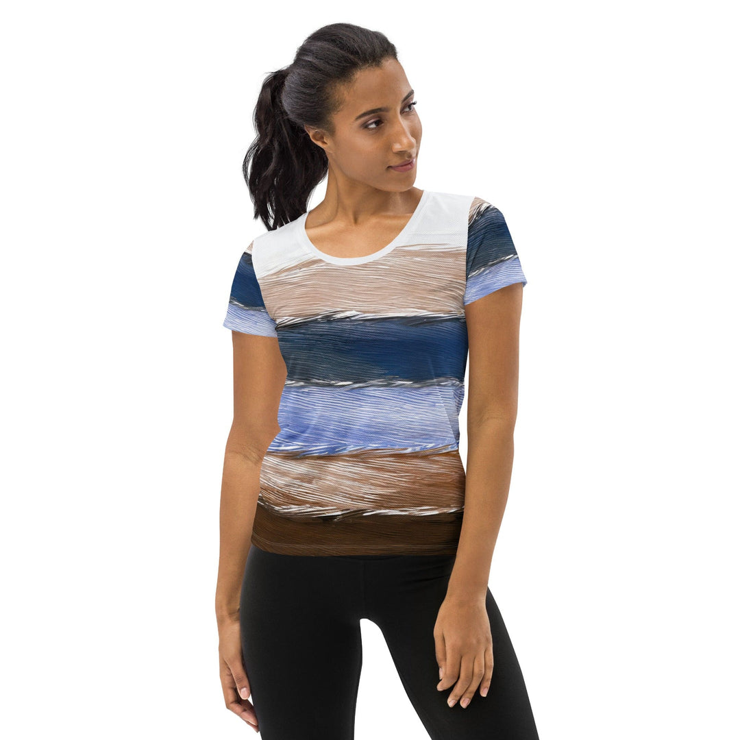 Womens Stretch Fit Athletic Sports T-shirt - Rustic Hues Pattern