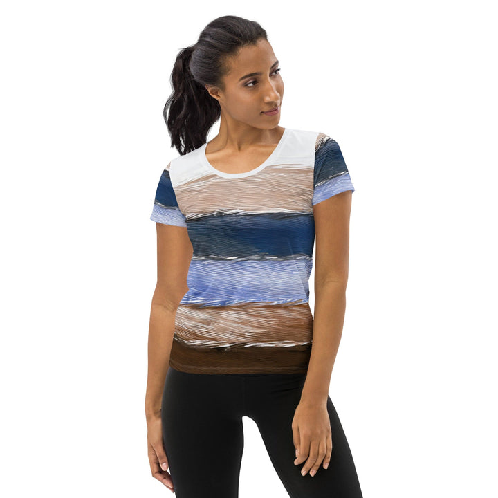 Womens Stretch Fit Athletic Sports T-shirt - Rustic Hues Pattern