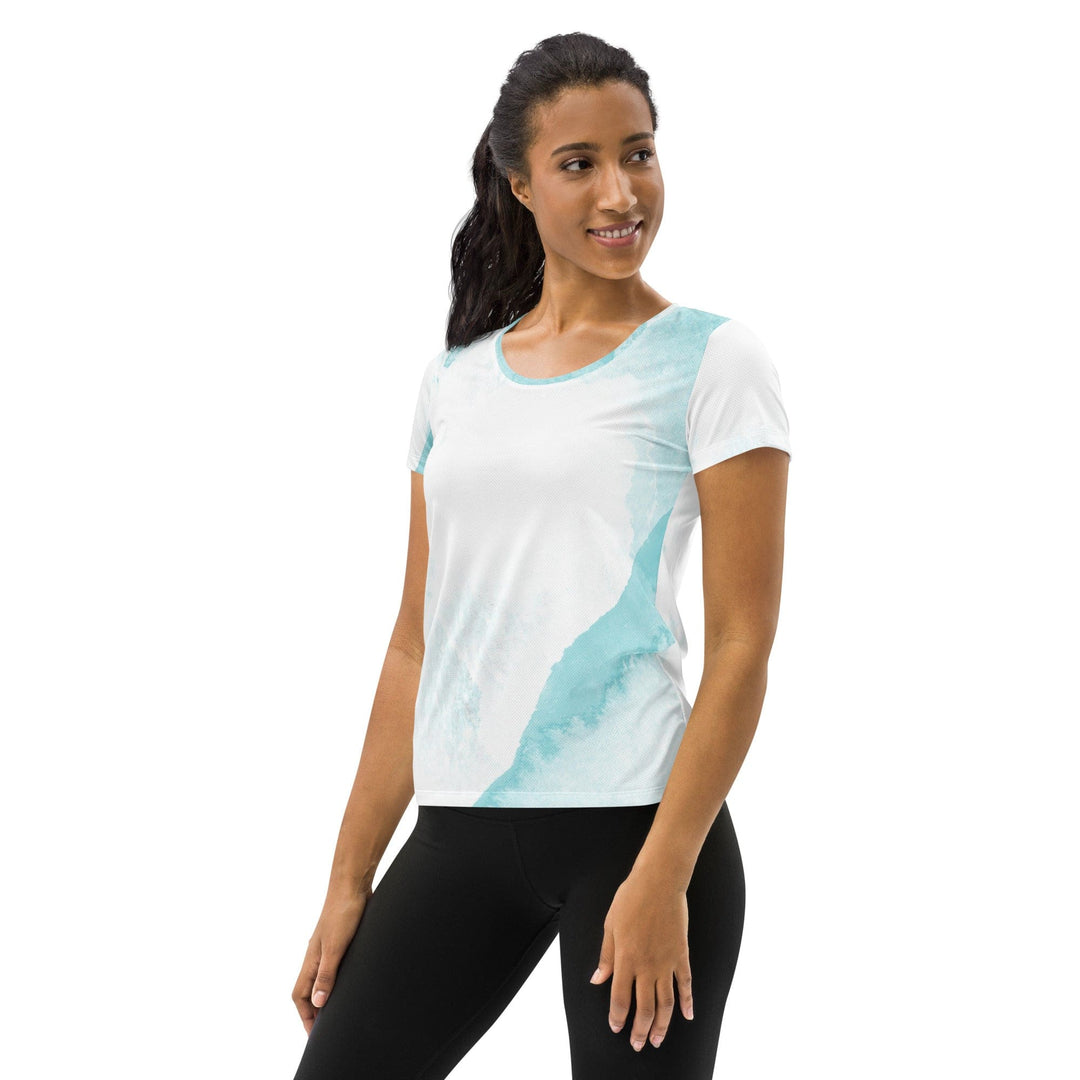 Womens Stretch Fit Athletic Sports T-shirt - Subtle Abstract Ocean