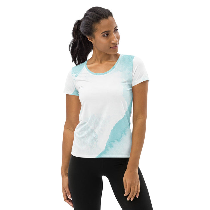 Womens Stretch Fit Athletic Sports T-shirt - Subtle Abstract Ocean
