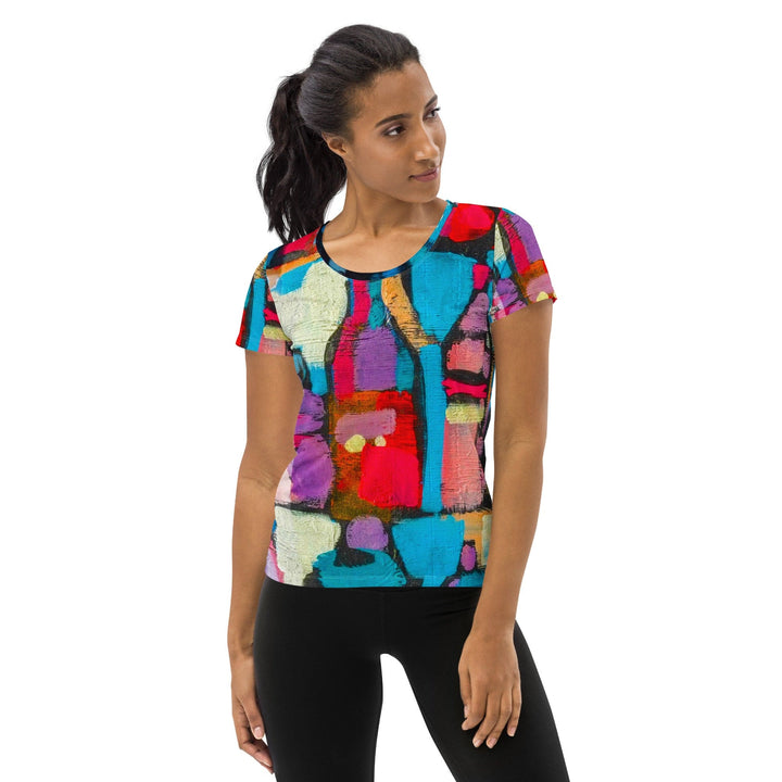 Womens Stretch Fit Athletic Sports T-shirt - Sutileza Red Multicolor