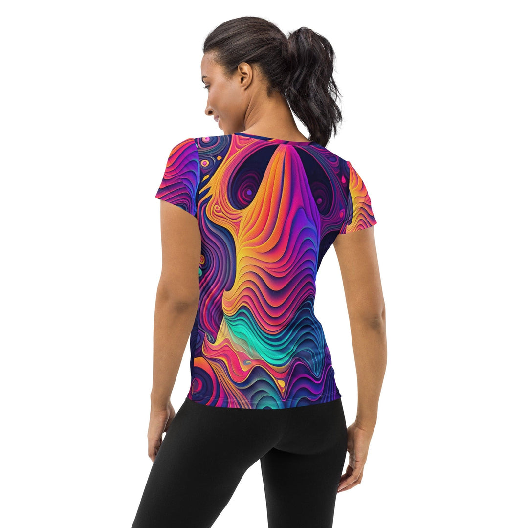 Womens Stretch Fit Athletic Sports T-shirt - Vibrant Psychedelic