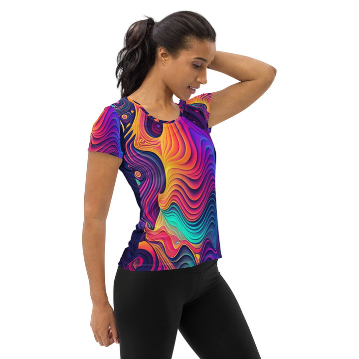 Womens Stretch Fit Athletic Sports T-shirt - Vibrant Psychedelic