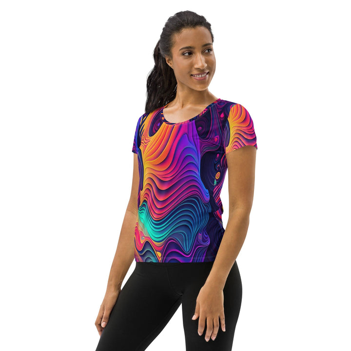 Womens Stretch Fit Athletic Sports T-shirt - Vibrant Psychedelic