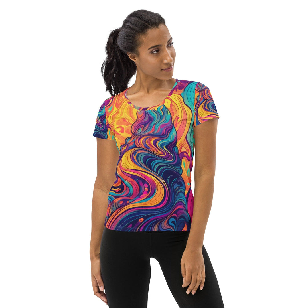 Womens Stretch Fit Athletic Sports T-shirt Vibrant Psychedelic Rave 2