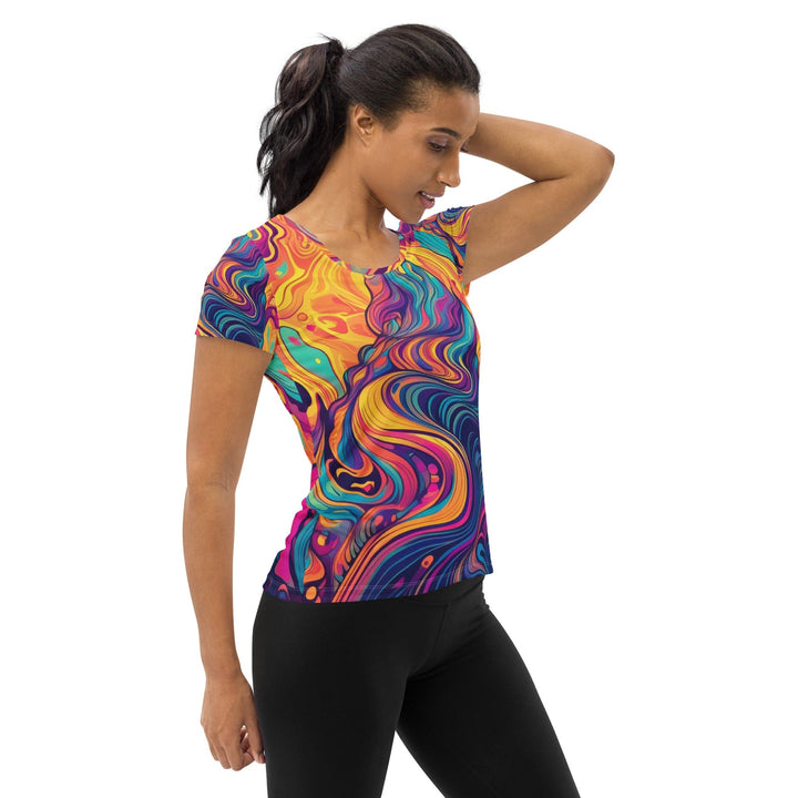 Womens Stretch Fit Athletic Sports T-shirt Vibrant Psychedelic Rave 2