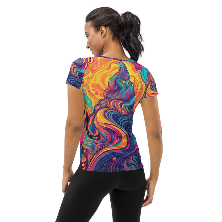 Womens Stretch Fit Athletic Sports T-shirt Vibrant Psychedelic Rave 2