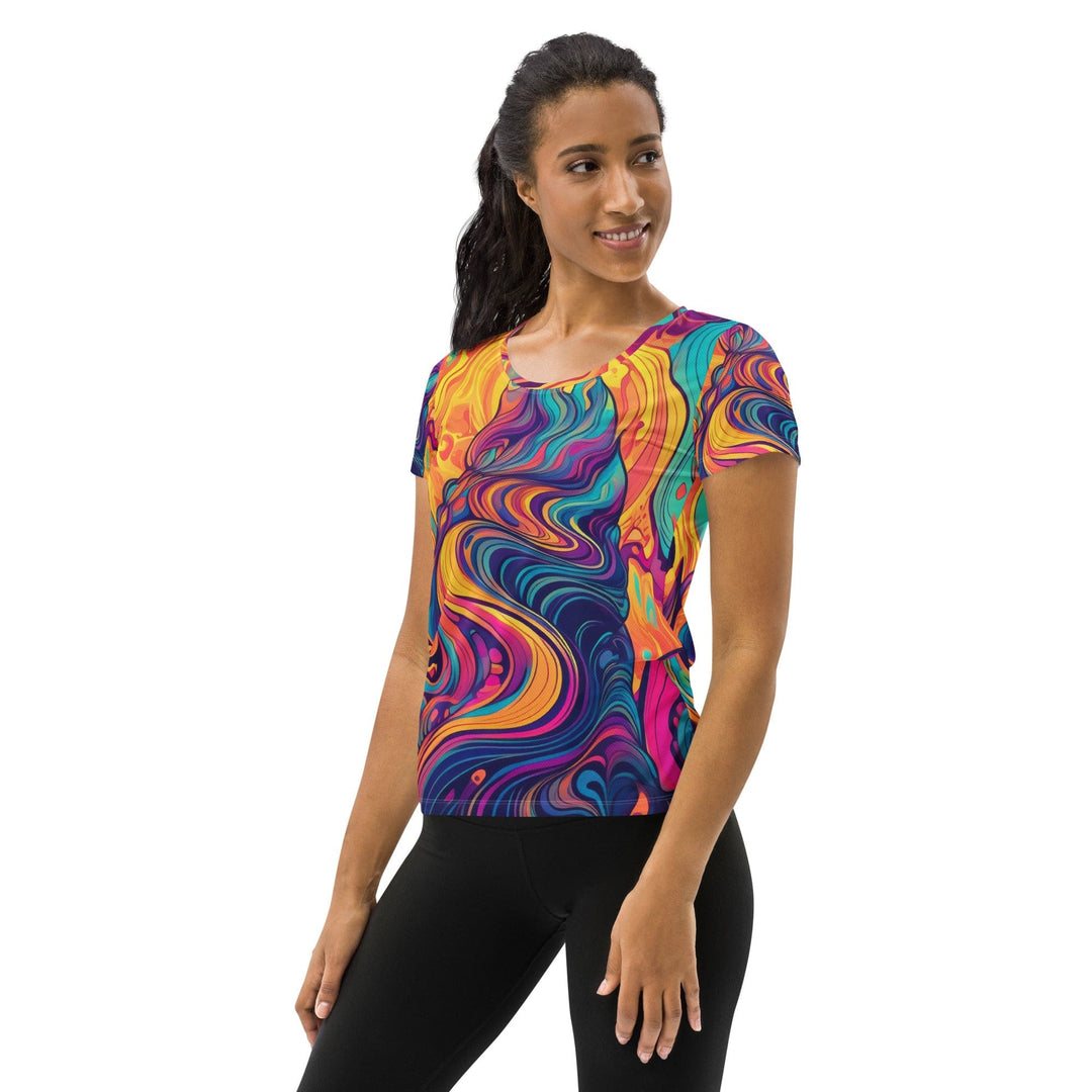 Womens Stretch Fit Athletic Sports T-shirt Vibrant Psychedelic Rave 2