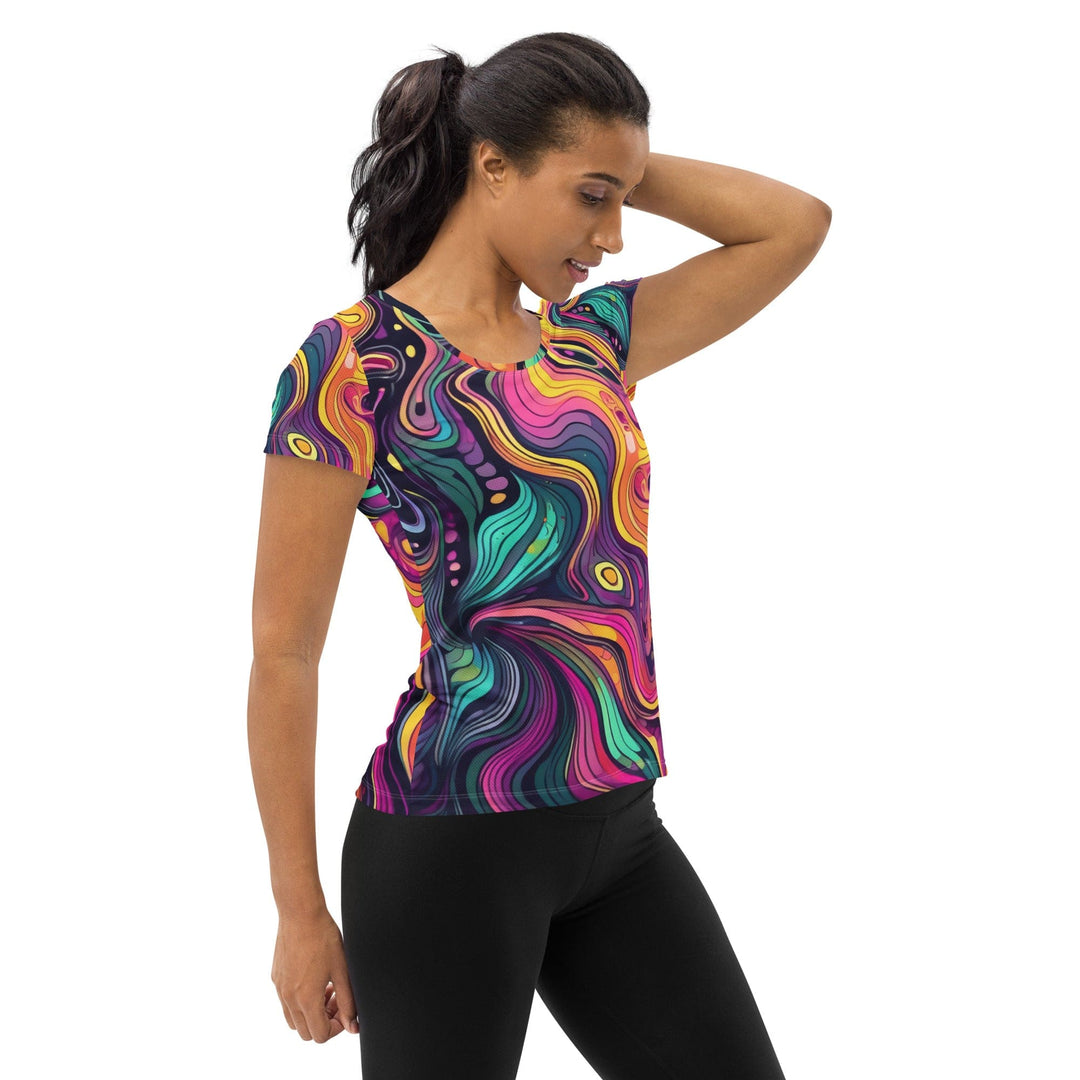 Womens Stretch Fit Athletic Sports T-shirt Vibrant Psychedelic Rave 3