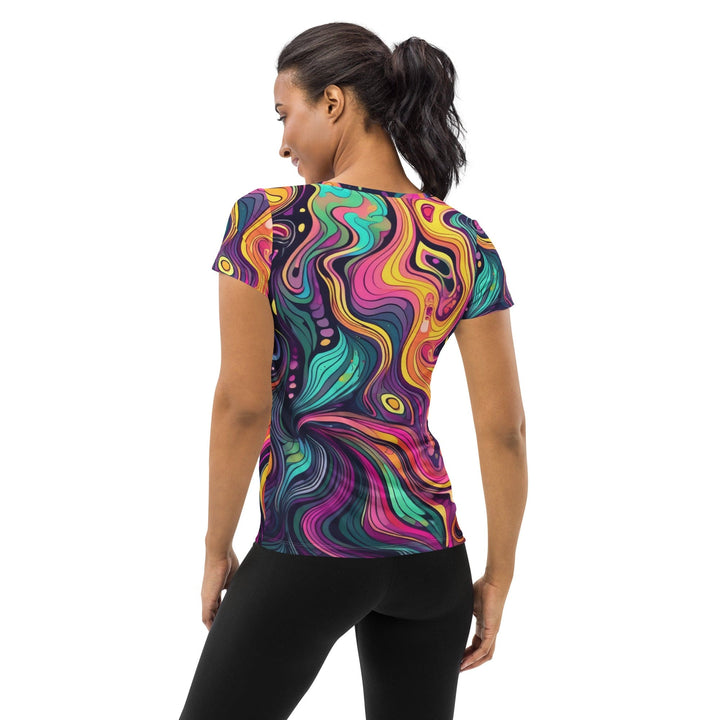 Womens Stretch Fit Athletic Sports T-shirt Vibrant Psychedelic Rave 3