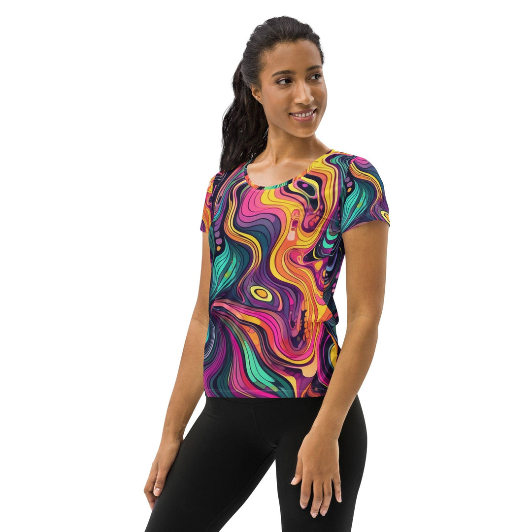 Womens Stretch Fit Athletic Sports T-shirt Vibrant Psychedelic Rave 3