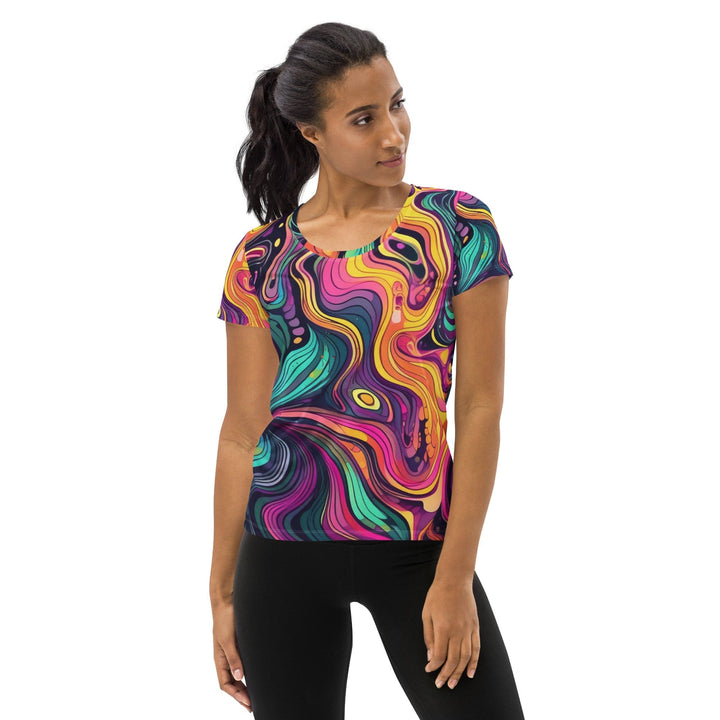 Womens Stretch Fit Athletic Sports T-shirt Vibrant Psychedelic Rave 3