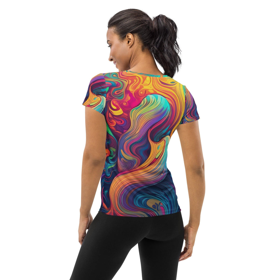 Womens Stretch Fit Athletic Sports T-shirt Vibrant Psychedelic Rave