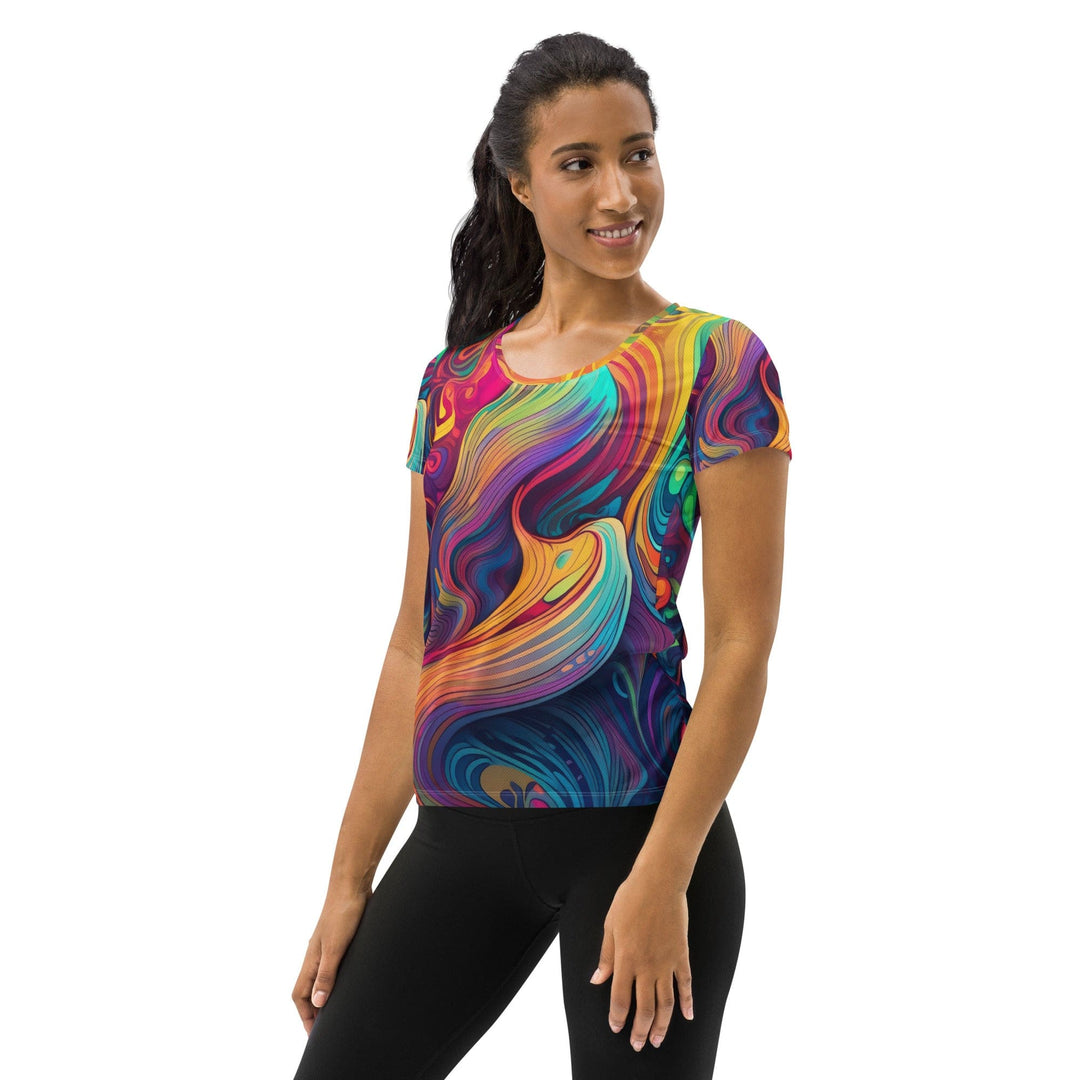 Womens Stretch Fit Athletic Sports T-shirt Vibrant Psychedelic Rave