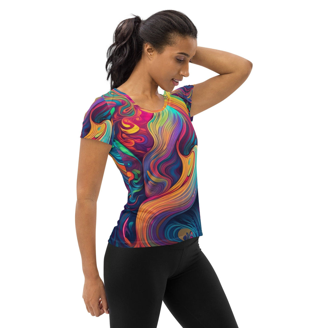 Womens Stretch Fit Athletic Sports T-shirt Vibrant Psychedelic Rave