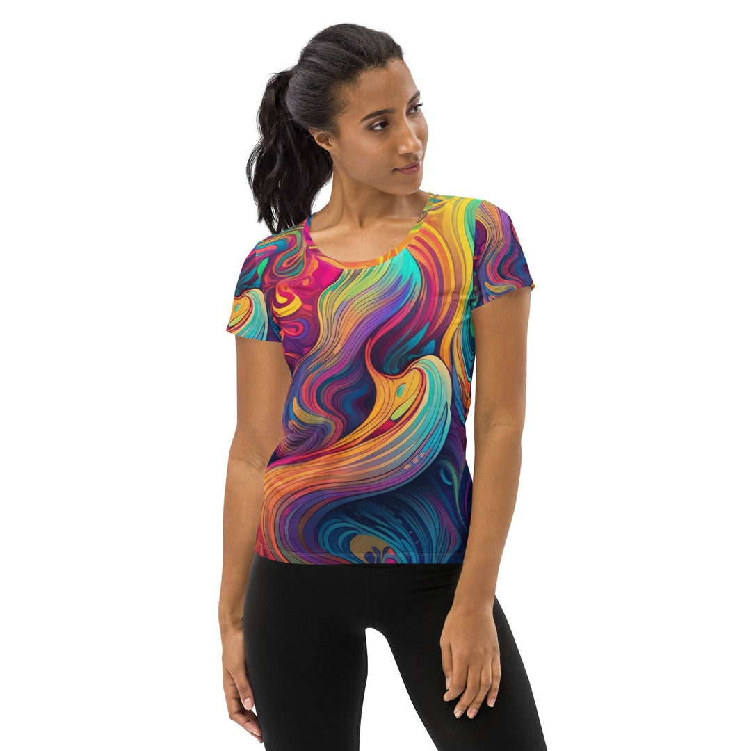 Womens Stretch Fit Athletic Sports T-shirt Vibrant Psychedelic Rave