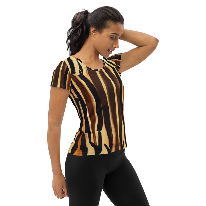Womens Stretch Fit Athletic Sports T-shirt - Zorse Lines Print