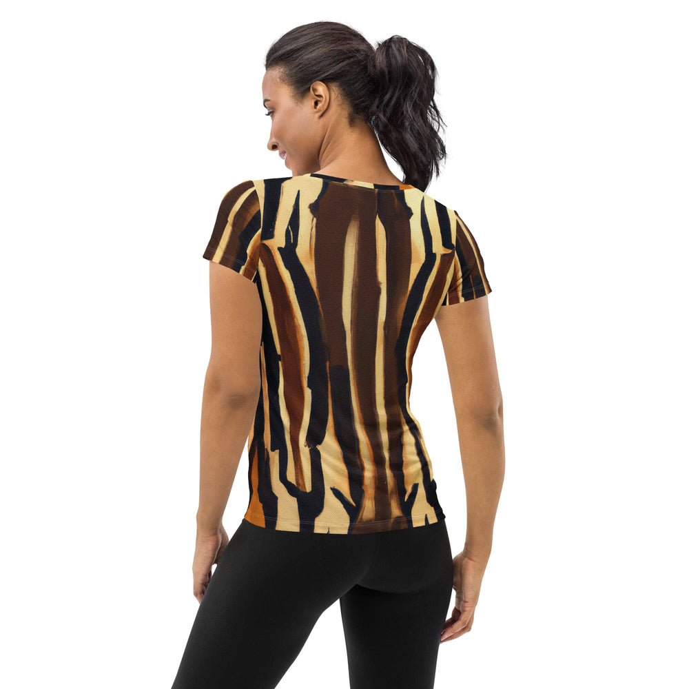 Womens Stretch Fit Athletic Sports T-shirt - Zorse Lines Print