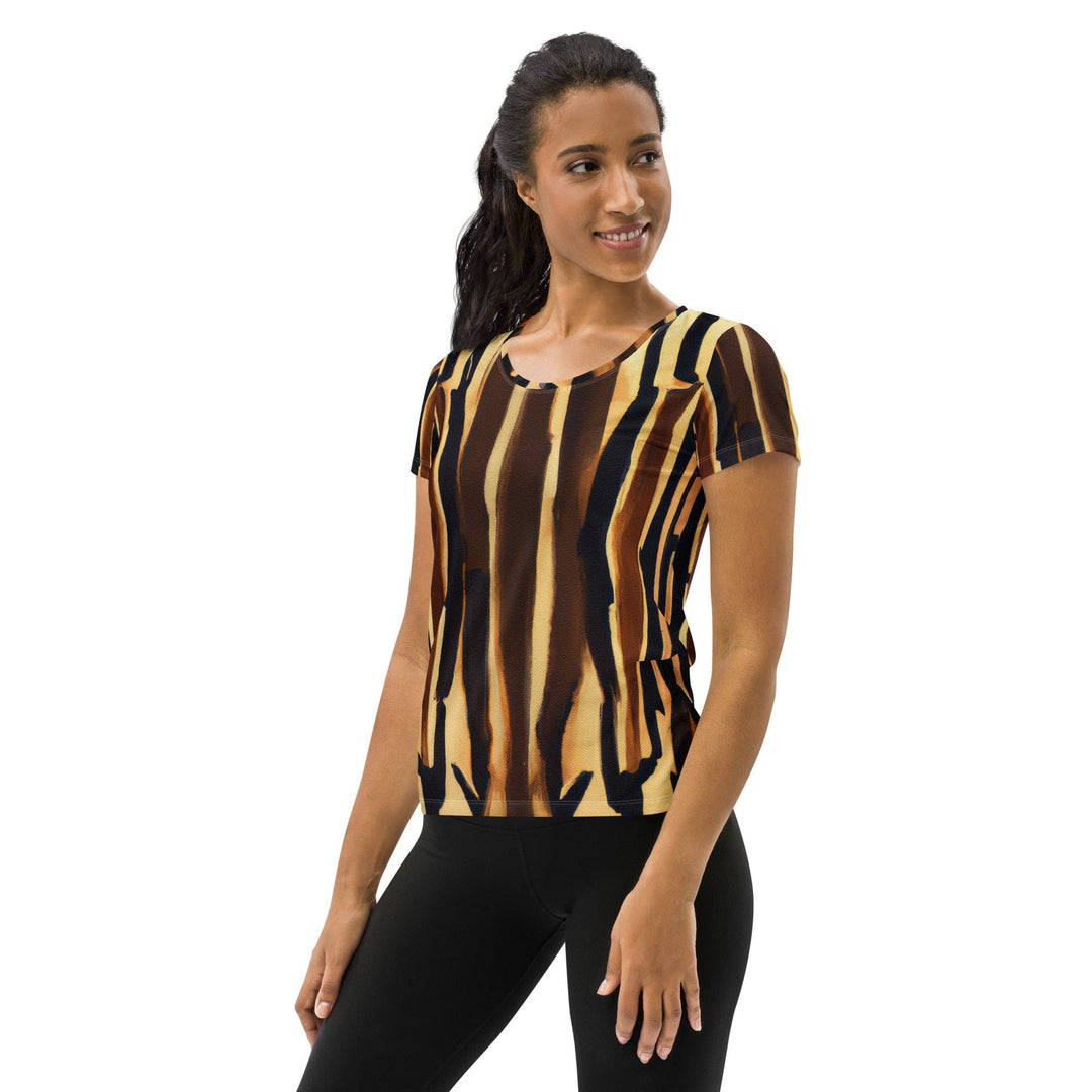 Womens Stretch Fit Athletic Sports T-shirt - Zorse Lines Print
