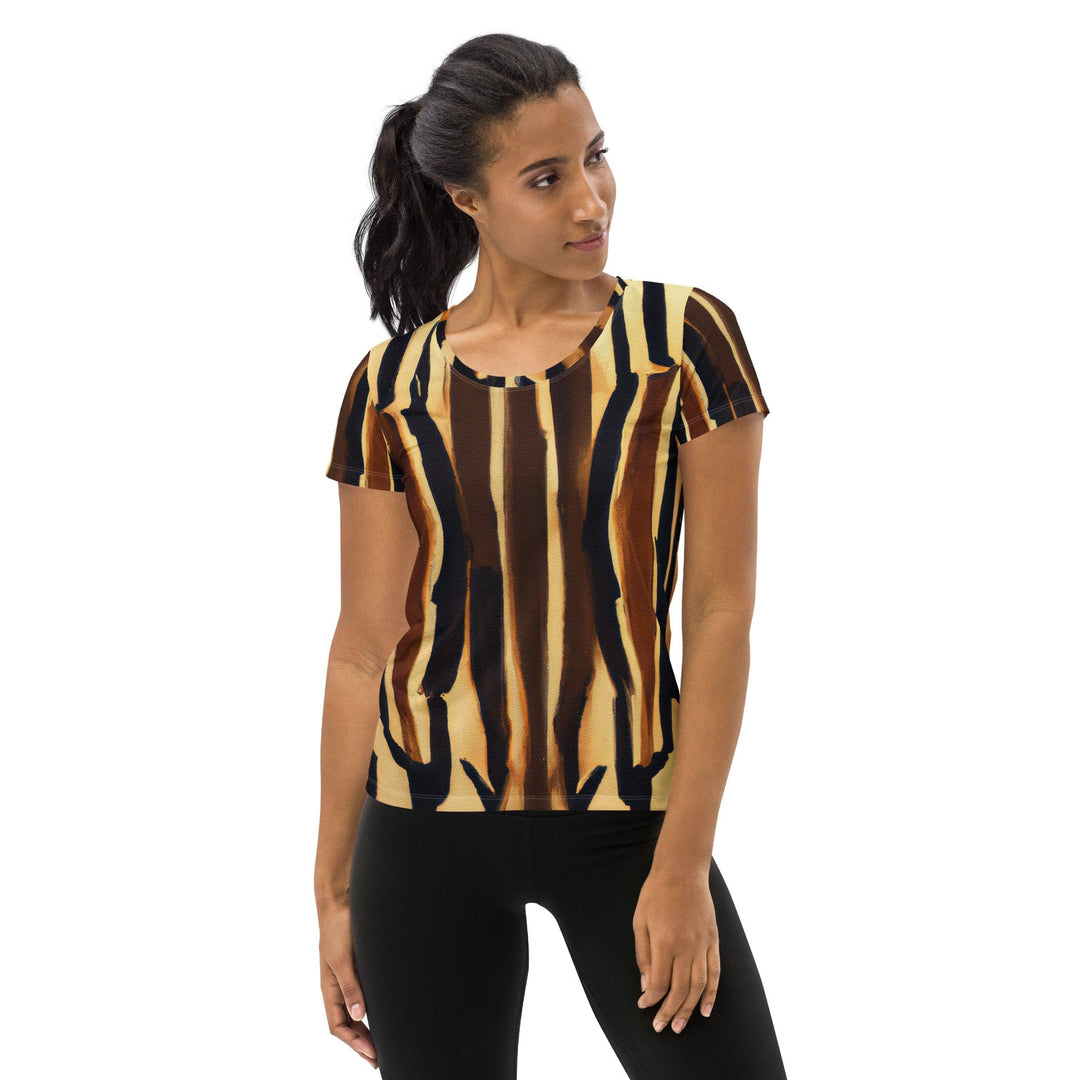 Womens Stretch Fit Athletic Sports T-shirt - Zorse Lines Print
