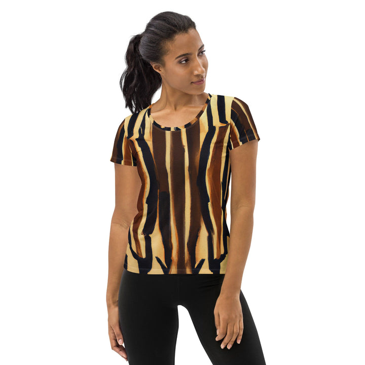 Womens Stretch Fit Athletic Sports T-shirt - Zorse Lines Print