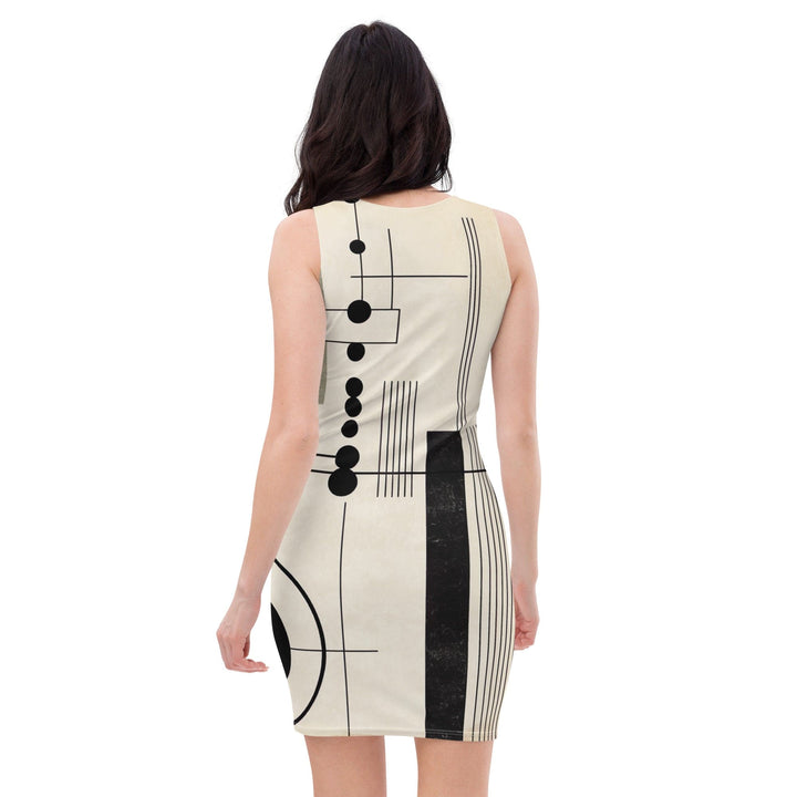 Womens Stretch Fit Bodycon Dress Abstract Black Beige Brown - Womens | Dresses