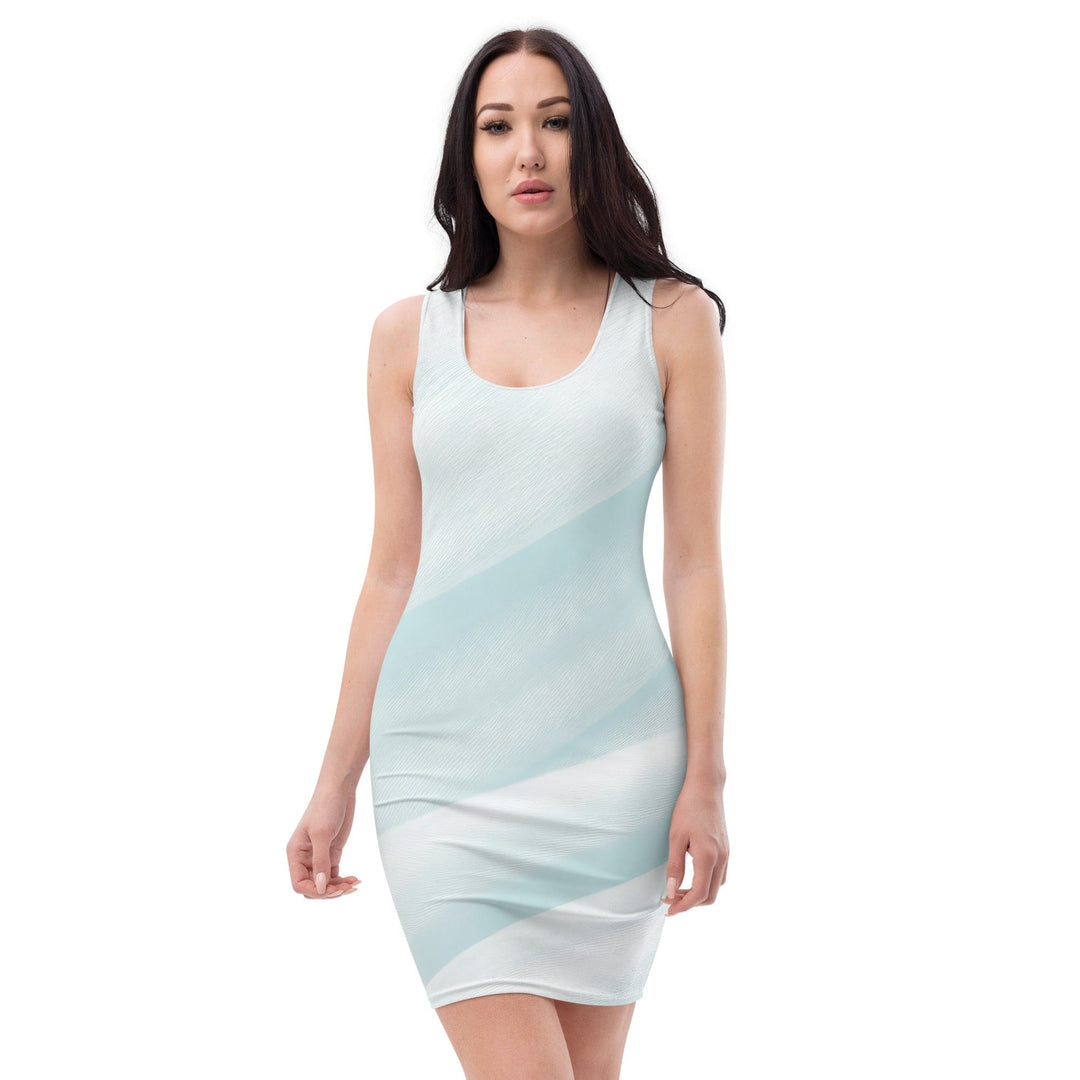 Womens Stretch Fit Bodycon Dress Abstract Sky Blue Swirl Pattern 6390