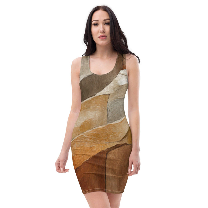 Womens Stretch Fit Bodycon Dress Abstract Stone Pattern 6672