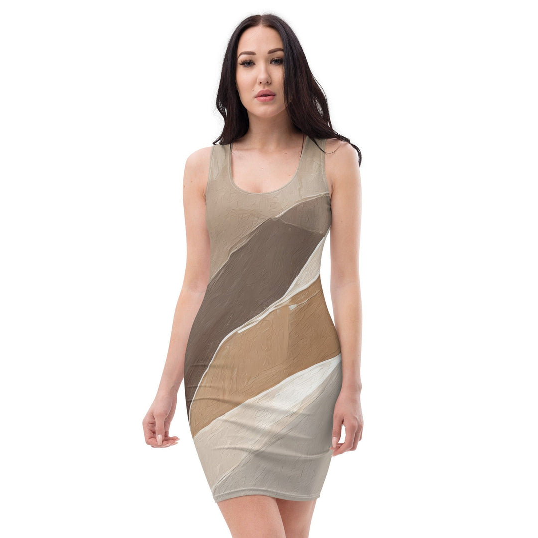 Womens Stretch Fit Bodycon Dress Rustic Brown Stone Print 2 - Womens | Dresses