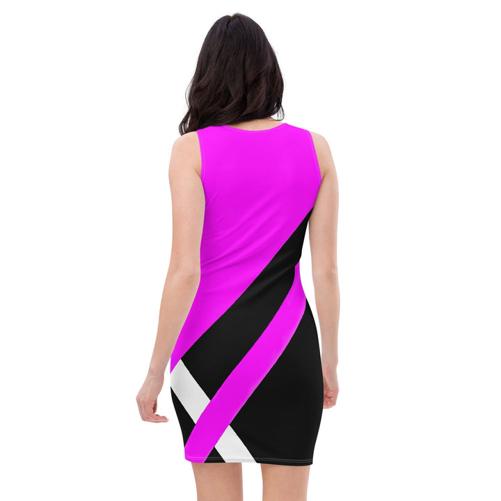 Womens Stretch Fit Bodycon Dress Black And Pink Pattern