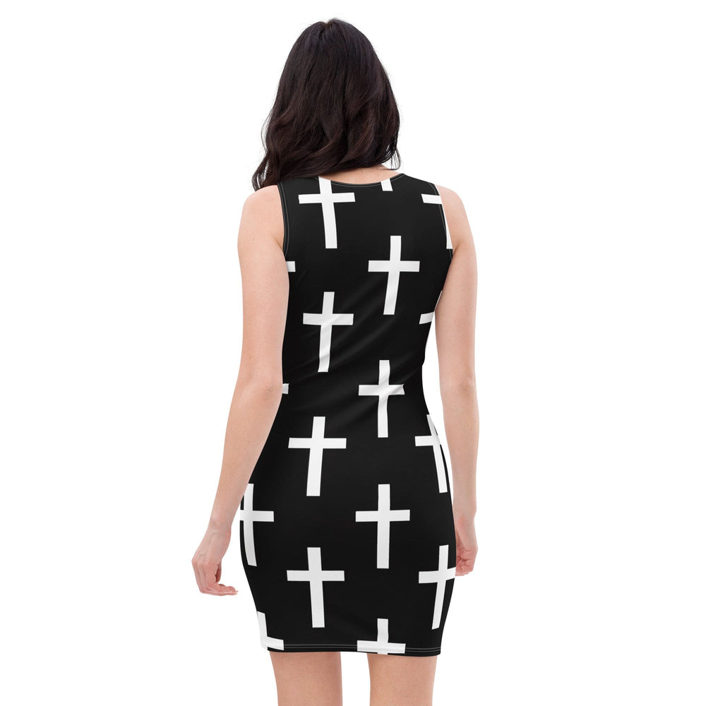 Womens Stretch Fit Bodycon Dress Black And White Seamless Cross