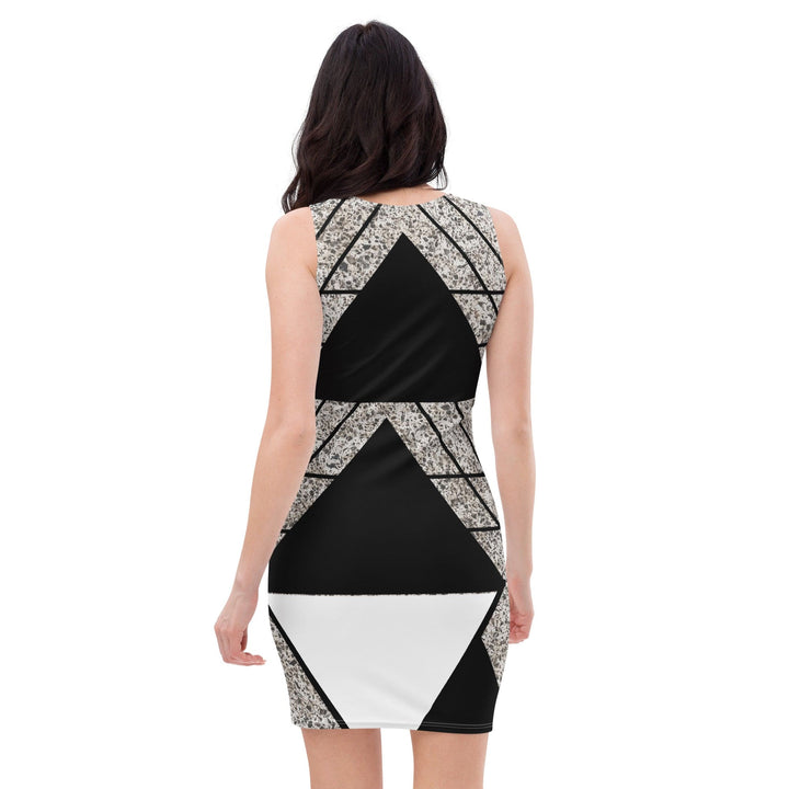 Womens Stretch Fit Bodycon Dress Black and White Triangular - Womens | Dresses