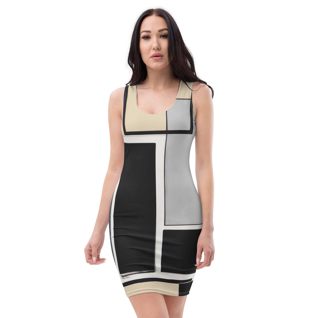 Womens Stretch Fit Bodycon Dress Black Grey Abstract Pattern - Womens | Dresses