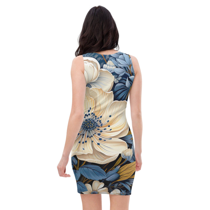 Womens Stretch Fit Bodycon Dress Floral Blue Print - Womens | Dresses | Bodycon