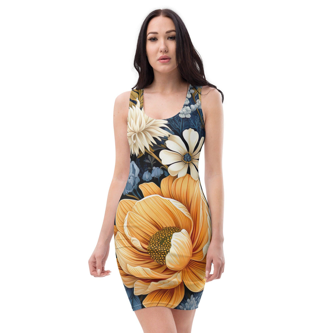 Womens Stretch Fit Bodycon Dress Floral Blue Print - Womens | Dresses | Bodycon