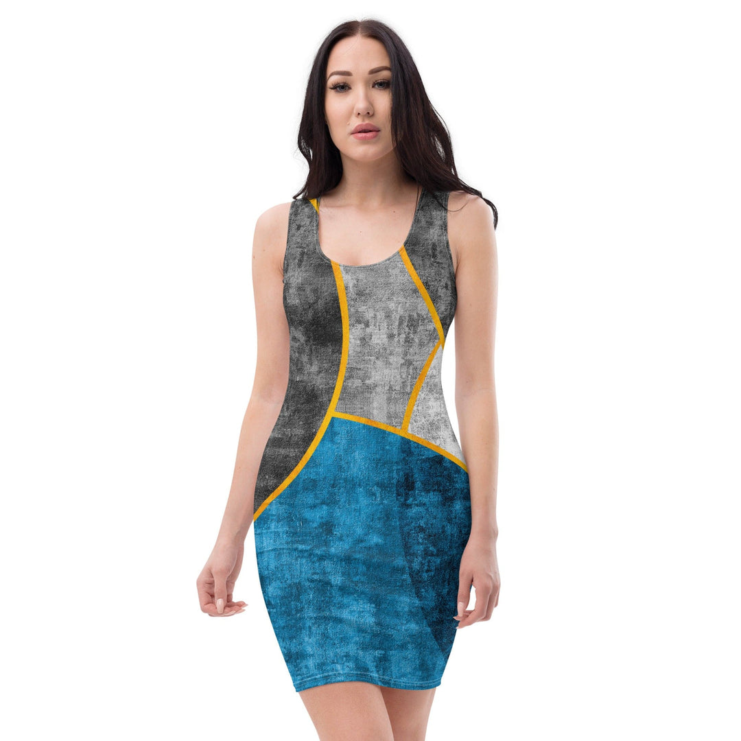 Womens Stretch Fit Bodycon Dress - Blue Grey Design inQue.Style Womens Stretch Fit Bodycon Dress - Blue Grey Design inQue.Style