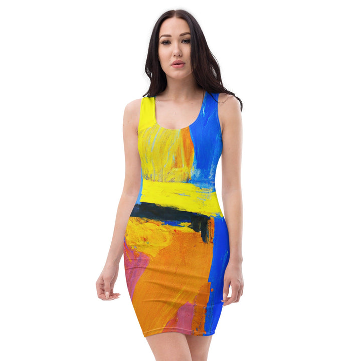 Womens Stretch Fit Bodycon Dress Blue Red Abstract Pattern - Womens | Dresses