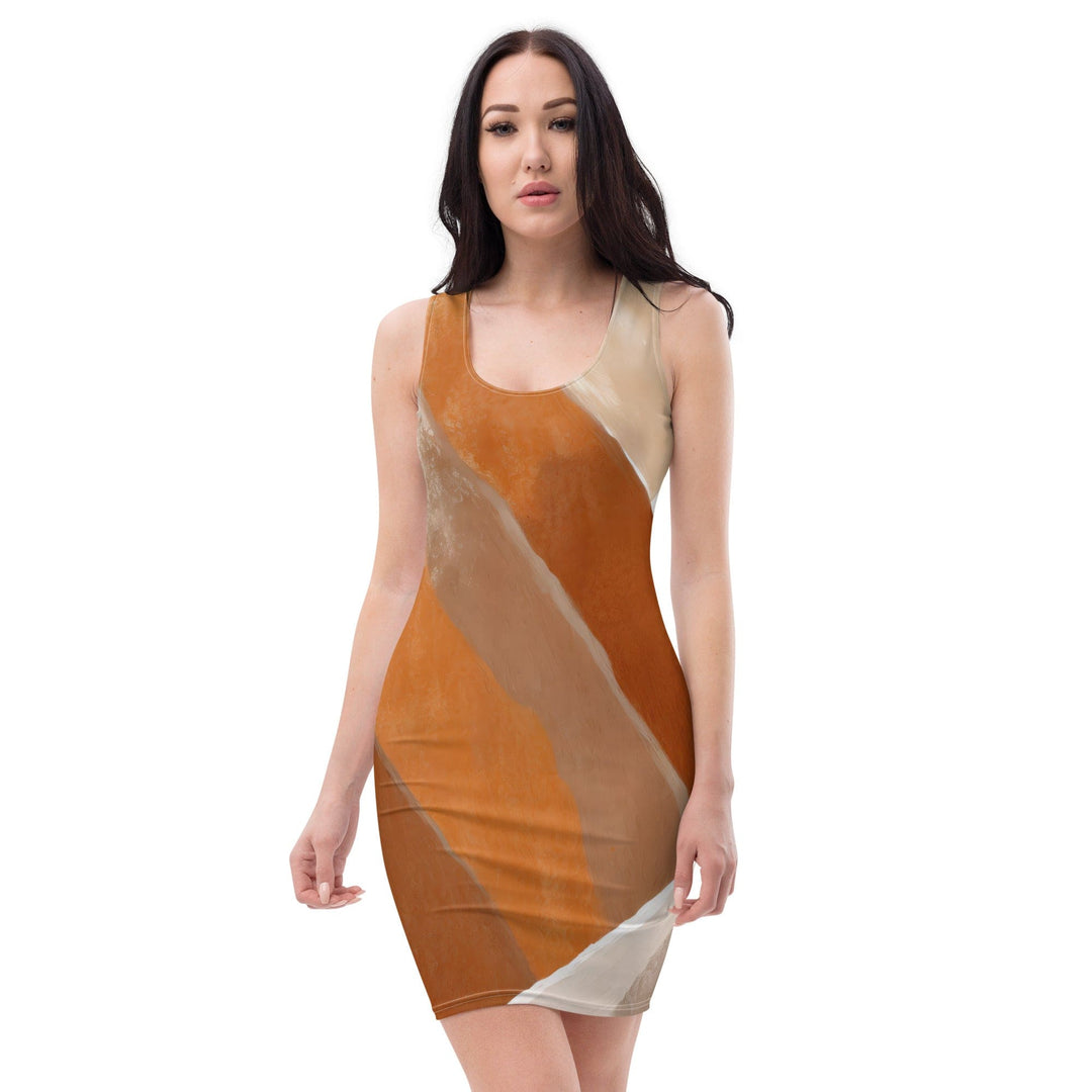 Womens Stretch Fit Bodycon Dress Boho Abstract Vibrant Multicolor