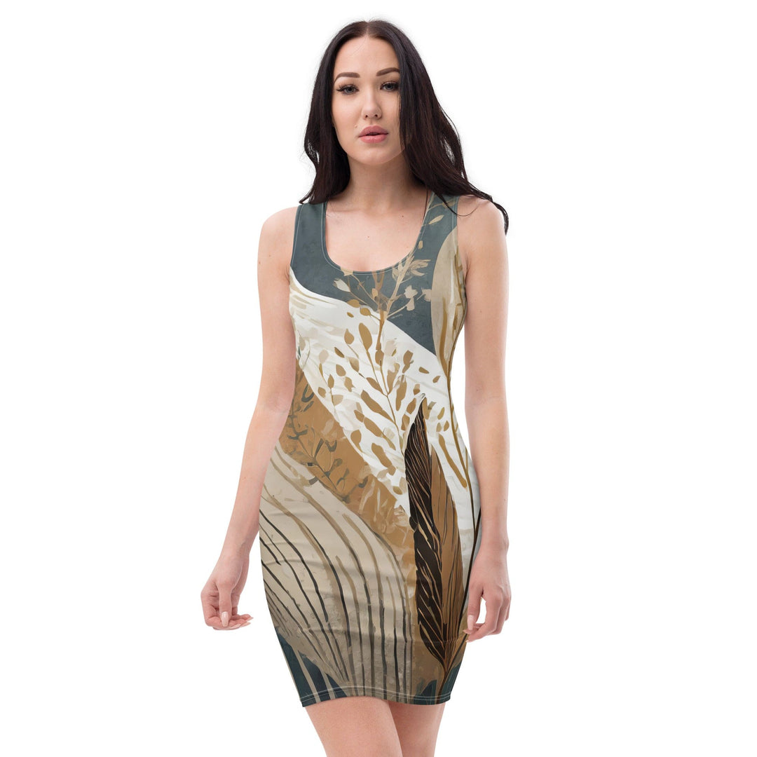 Womens Stretch Fit Bodycon Dress - Boho Style Print L Womens Stretch Fit Bodycon Dress - Boho Style Print L